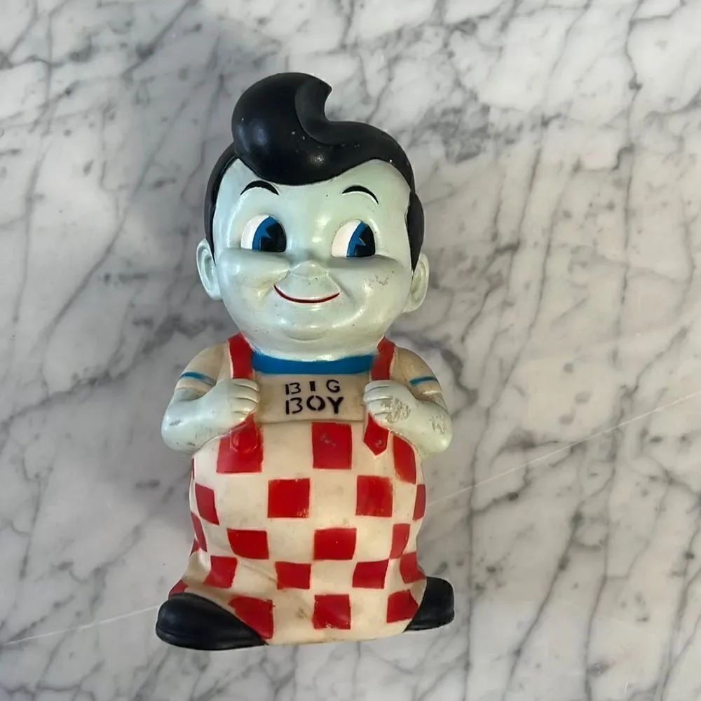 Bob’s Big Boy Vintage Rubber Coin Piggy Bank 1970’s Plastics WITHOUT PLUG